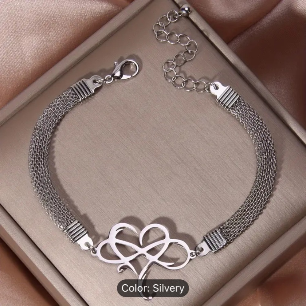 Silver tone Stainless Steel Bracelet Heart Infinity NEW